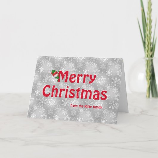 Carte Joyeux Noël flocons de neige (Devant)