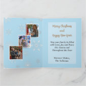 Carte Joyeux Noël Flocons de Neige Script Or Quatre Phot (Intérieur)