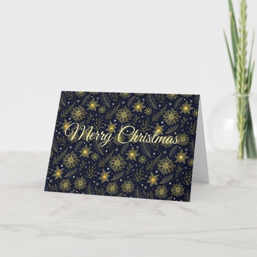 Carte Joyeux Noël Flocons d'Or (Devant)