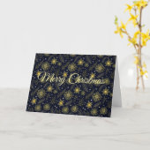 Carte Joyeux Noël Flocons d'Or (Fleur jaune)