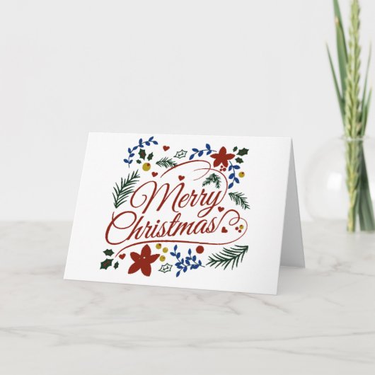 Carte Joyeux Noël floral  (Devant)