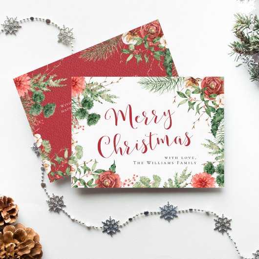 Carte Joyeux Noël Floral Holiday Card