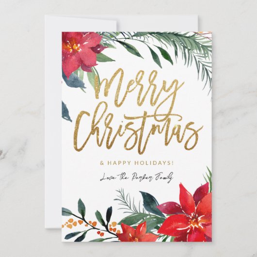 Carte Joyeux Noël floral Poinsettia (Devant)