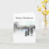 Carte Joyeux Noël, Forêt d'aquarelle d'arbre Abstrait (Fleur jaune)