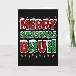 Carte Joyeux Noël Frère Lumières de Noël à Carreaux Roug