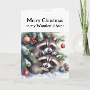 Carte Joyeux Noël Fun Raccoons Tante