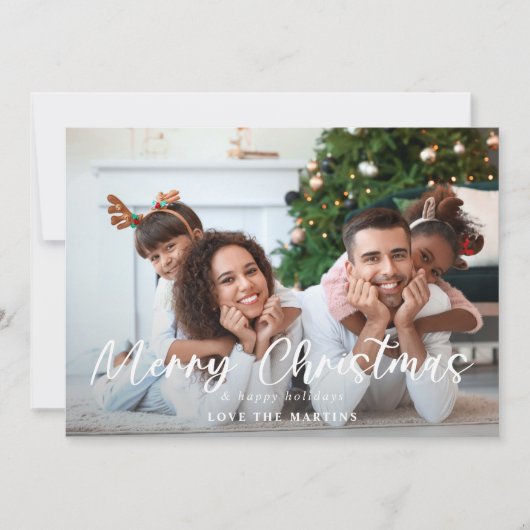 Carte Joyeux Noël Fun Script photo HH (Devant)