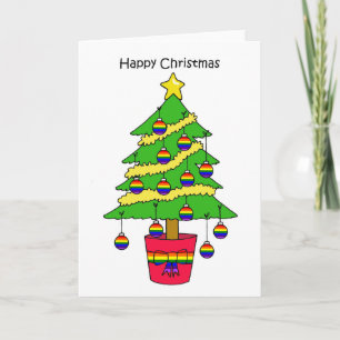Carte Joyeux Noël Gay Dessin Arbre avec Boules
