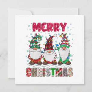 Carte Joyeux Noël Gnome Famille Drôle d'Arbre de Noël