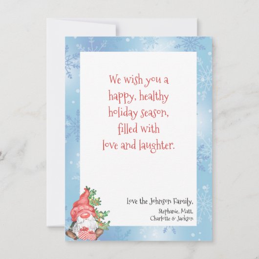 Carte Joyeux Noël Gnome pour les Fêtes Noël (Dos)