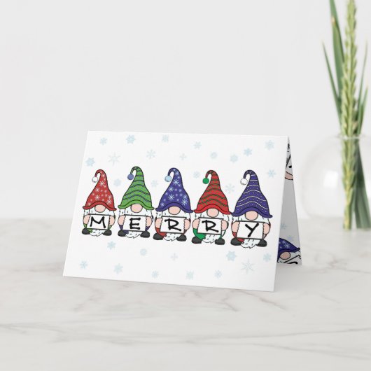Carte Joyeux Noël Gnomes (Devant)