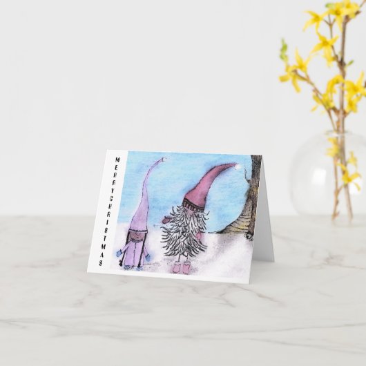 Carte Joyeux Noël Gnomes (Fleur jaune)