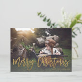 Carte Joyeux Noël Gold Parties scintillant Script Photo  (Debout devant)