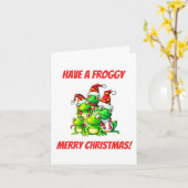 Carte Joyeux Noël Grenouille ! (Fleur jaune)