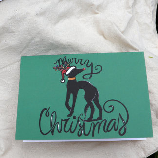 Carte Joyeux Noël Greyhound Reindeer