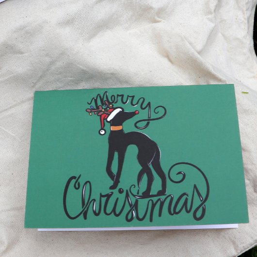 Carte Joyeux Noël Greyhound Reindeer