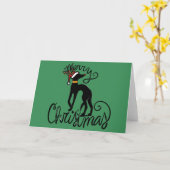 Carte Joyeux Noël Greyhound Reinder (Fleur jaune)