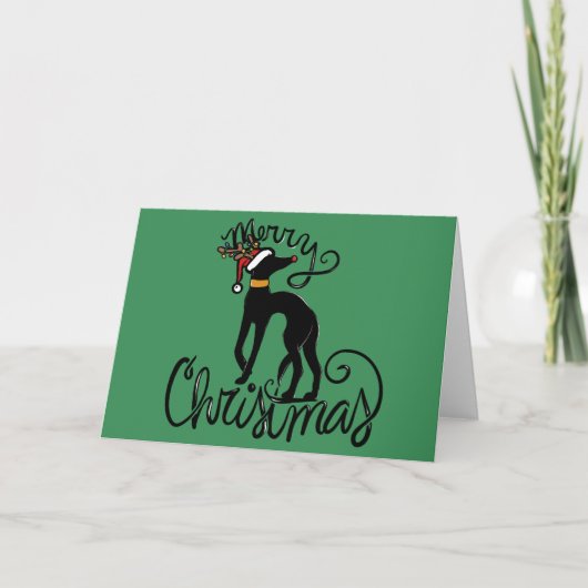 Carte Joyeux Noël Greyhound Reinder (Devant)