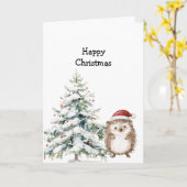 Carte Joyeux Noël Hérisson (Fleur jaune)