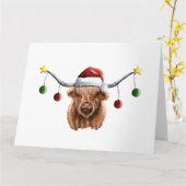 Carte Joyeux Noël Hielan Coo (Fleur jaune)