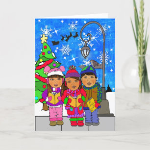 Carte Joyeux Noël Hispanique Enfants Carolers Vacances