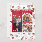 Carte Joyeux Noël hiver moderne Fir Holly 3 Photo (Devant)