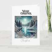 Carte Joyeux Noël hiver Wonderland Neige Flakes (Devant)