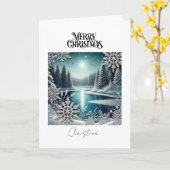 Carte Joyeux Noël hiver Wonderland Neige Flakes (Fleur jaune)