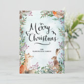Carte Joyeux Noël hiver Woodland Fox Rabbit Card (Debout devant)