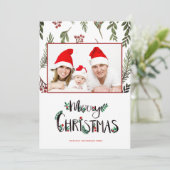 Carte Joyeux Noël, Holly Berry Branches Photo (Debout devant)