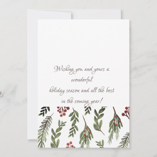 Carte Joyeux Noël, Holly Berry Branches Photo (Dos)