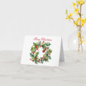 Carte Joyeux Noël Holly Berry Wreath (Fleur jaune)