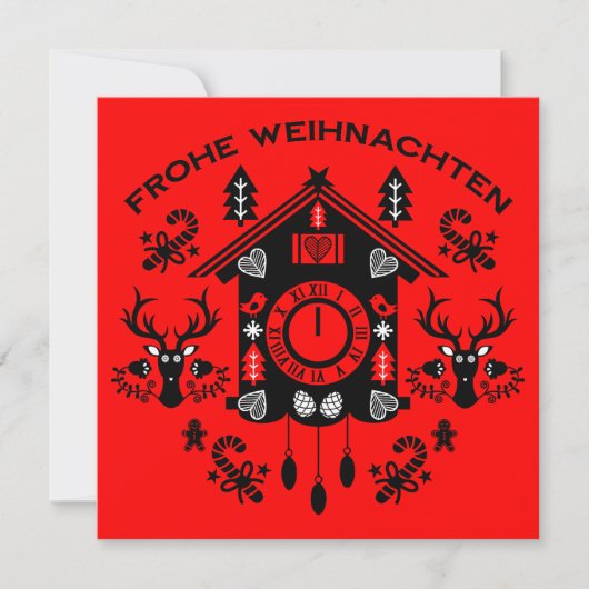 Carte Joyeux Noël Horloge Coq Allemand (Devant)