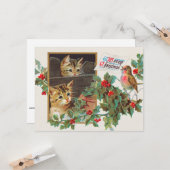 Carte Joyeux Noël illustration vintage 1911  (Devant/Arrière en situation)