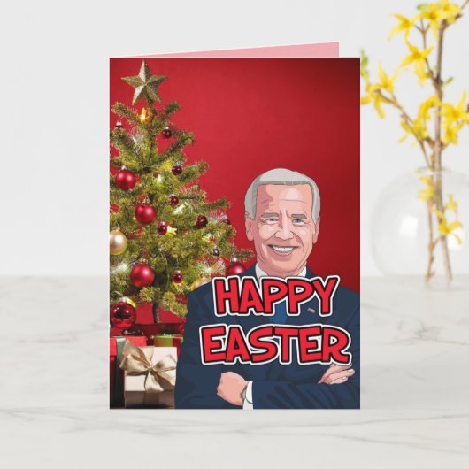 CARTE JOYEUX NOËL JOE BIDEN DRÔLE CONFUS CARTES DR (Fleur jaune)