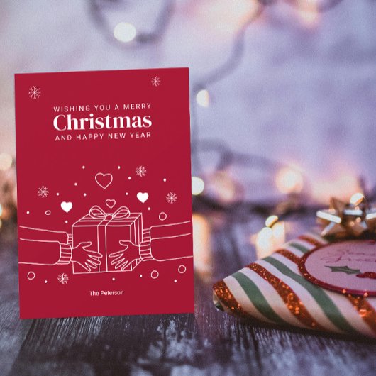 Carte Joyeux Noël | Joie de donner une ligne Art salutat