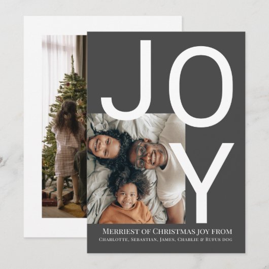 Carte Joyeux Noël Joie Photo personnalisée (Devant / Derrière)