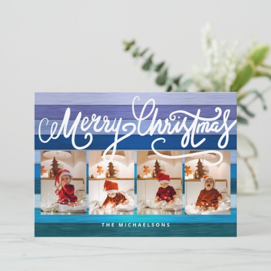 Carte JOYEUX NOËL Joyeuses Fêtes Ajouter Vos Photos (Debout devant)