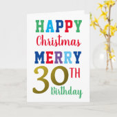 Carte Joyeux Noël Joyeux 30e anniversaire coloré (Fleur jaune)