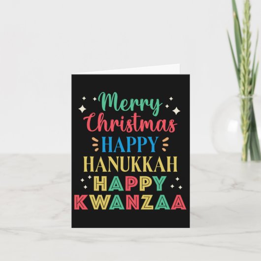 Carte Joyeux Noël Joyeux Hanoukka Joyeux Kwanzaa 9 (Devant)