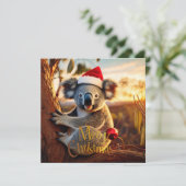 Carte Joyeux Noël Koala assis dans un Eucalyptus (Debout devant)