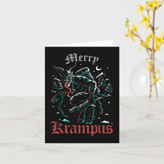 Carte Joyeux Noël Krampus Noël Noël Noël Horreur Mal (Fleur jaune)