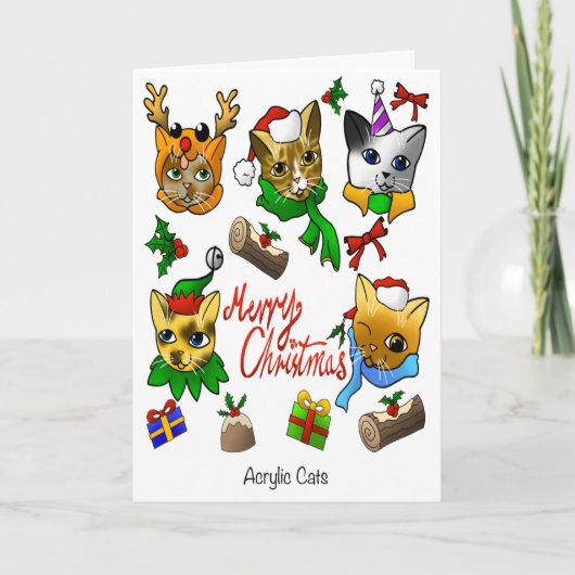 Carte Joyeux Noël les chats (Devant)
