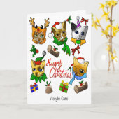 Carte Joyeux Noël les chats (Fleur jaune)