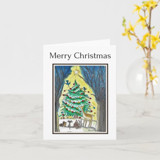 Carte Joyeux Noël, Les Créatures de Bois (Fleur jaune)