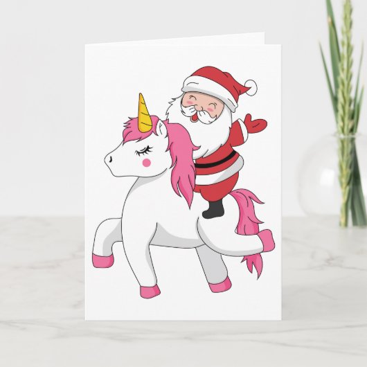Carte joyeux noël licorne à cheval (Devant)