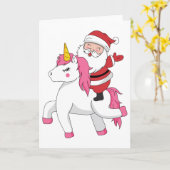 Carte joyeux noël licorne à cheval (Fleur jaune)