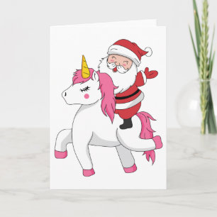 Carte joyeux noël licorne à cheval