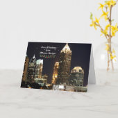 Carte "Joyeux Noël," ligne d'horizon d'Atlanta, Géorgie (Fleur jaune)