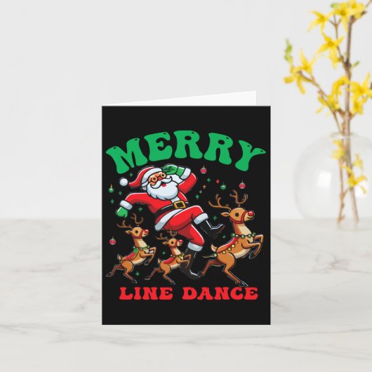 Carte Joyeux Noël Line Dance Line Dancing Père Noël Et (Fleur jaune)